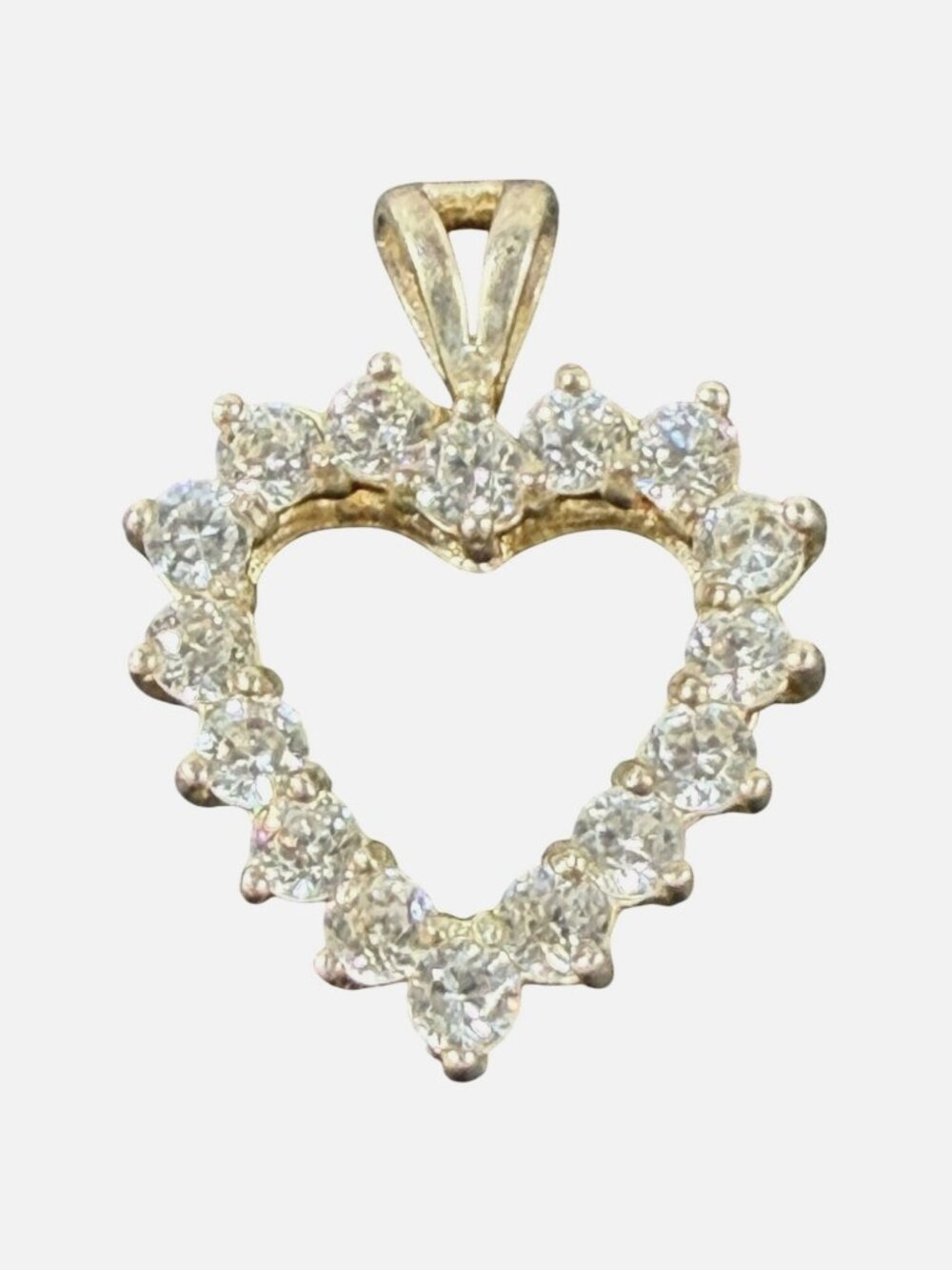 Vintage Beauty Signed 925 Silver Heart Pendant Sparkling Cubic Zirconia Stones - Picture 2 of 6